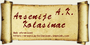 Arsenije Kolašinac vizit kartica